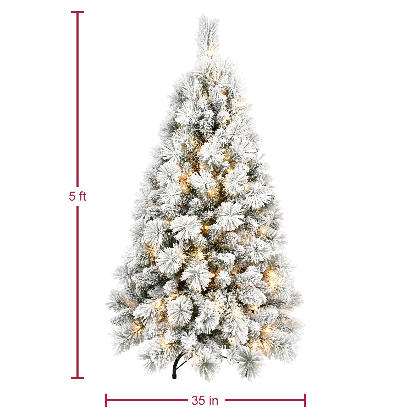 Makeatree Pre-Lit Snow Flocked Christmas Tree 4-9ft Artificial Xmas Tree with Lights (JPN-TF-L)