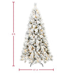 Makeatree Pre-Lit Snow Flocked Christmas Tree 4-9ft Artificial Xmas Tree with Lights (JPN-TF-L)
