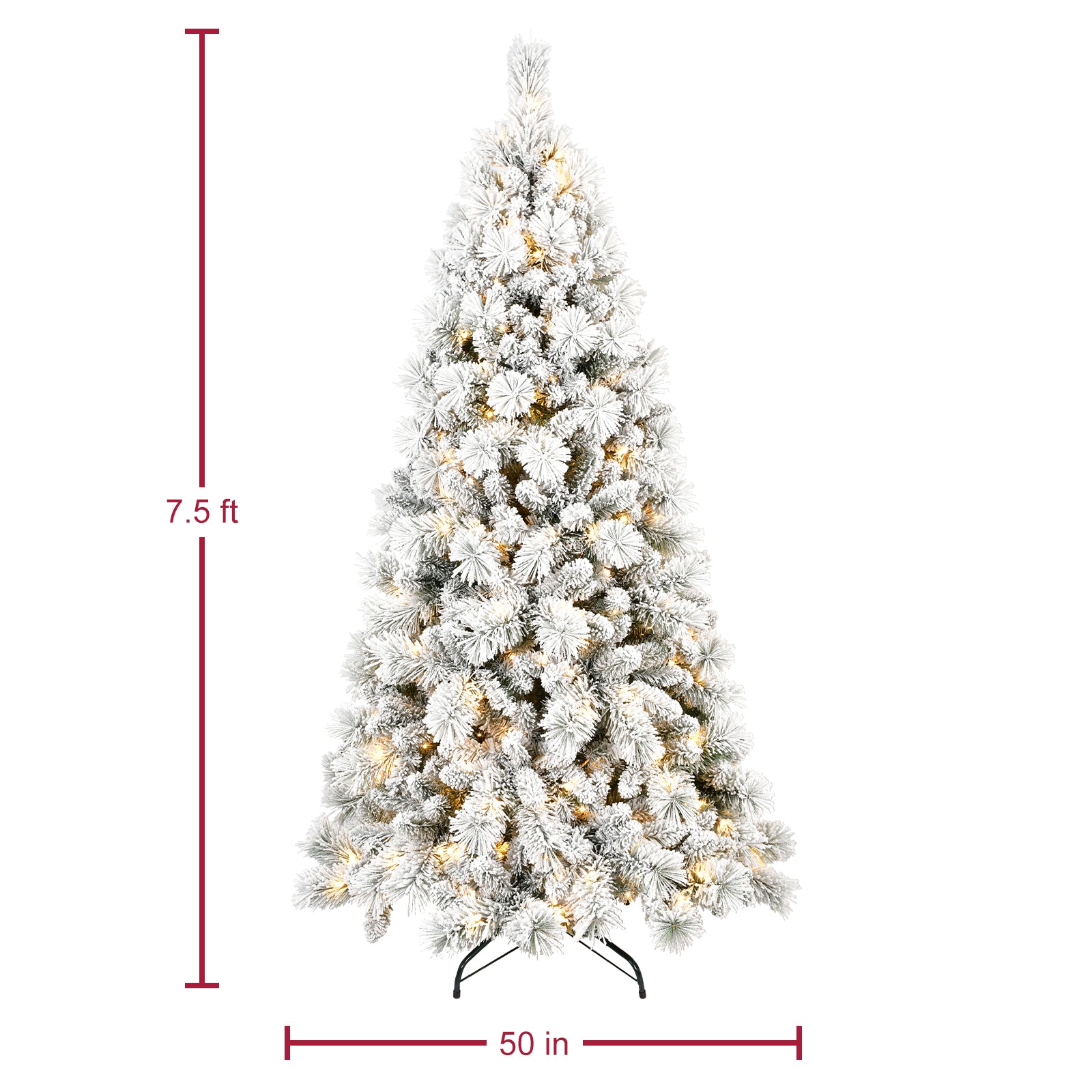 Makeatree Pre-Lit Snow Flocked Christmas Tree 4-9ft Artificial Xmas Tree with Lights (JPN-TF-L)