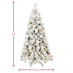 Makeatree Pre-Lit Snow Flocked Christmas Tree 4-9ft Artificial Xmas Tree with Lights (JPN-TF-L)