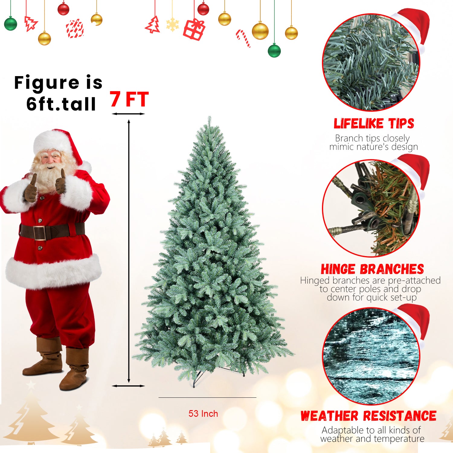 Makeatree Unlit Spruce Artificial Christmas Tree 4-9ft - PE/PVC Branches (DEL)