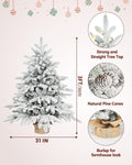 Makeatree Prelit Snow Flocked Tabletop Christmas Tree Artificial Small Xmas Tree with 100 Led Lights 26 Pine cones 528 Branch Tip (LM-TF-L)