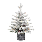Makeatree Potted Snow Flocked Christmas Tree with Lights 2ft to 6.5ft Mini Pre-Lit Tree for Entryway & Porch Decor (OCO-TF-L)