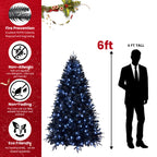 Makeatree Pre-Lit Black Christmas Tree 4-8ft - Artificial Halloween Xmas Tree with Lights (VCR-L)