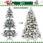 Makeatree Flocked White Christmas Tree with Warm Lights Pre-Lit PE/PVC (ZSW-TS-L)