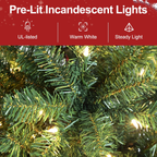 Makeatree 6 ft Pre-Lit Pencil Christmas Tree, Slim Spruce Holiday Decoration with Incandescent Lights, Metal Hinges & Foldable Base