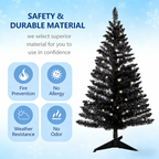 Makeatree 4 ft Black Halloween & Christmas Tree with 50 Lights，112 Branch Tips Mini Holiday Party Xmas Tree
