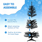 Makeatree 4 ft Black Halloween & Christmas Tree with 50 Lights，112 Branch Tips Mini Holiday Party Xmas Tree