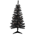Makeatree Black Tinsel Christmas Tree 4ft Lighted Artificial Xmas Tree with Stand (BCN-BT-L)