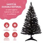 Makeatree Black Tinsel Christmas Tree 4ft Lighted Artificial Xmas Tree with Stand (BCN-BT-L)