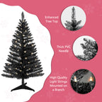 Makeatree Black Tinsel Christmas Tree 4ft Lighted Artificial Xmas Tree with Stand (BCN-BT-L)