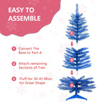 Makeatree Blue Tinsel Christmas Tree 4ft with Lights Artificial Tree & Stand (BCN-ICT-L)