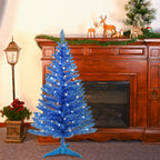 Makeatree Blue Tinsel Christmas Tree 4ft with Lights Artificial Tree & Stand (BCN-ICT-L)