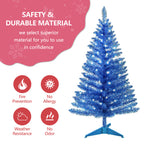 Makeatree Blue Tinsel Christmas Tree 4ft with Lights Artificial Tree & Stand (BCN-ICT-L)