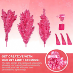 Makeatree 4 ft Pink Artificial Christmas Tree with 50 Lights，112 Branch Tips Mini Holiday Party Xmas Tree w/Stand