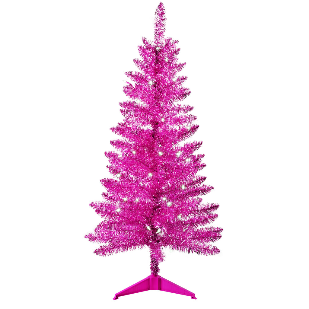 Makeatree Pink Christmas Tree 4ft Artificial Tree with Light String & Stand (BCN-PT-L)