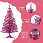 Makeatree Pink Christmas Tree 4ft Artificial Tree with Light String & Stand (BCN-PT-L)
