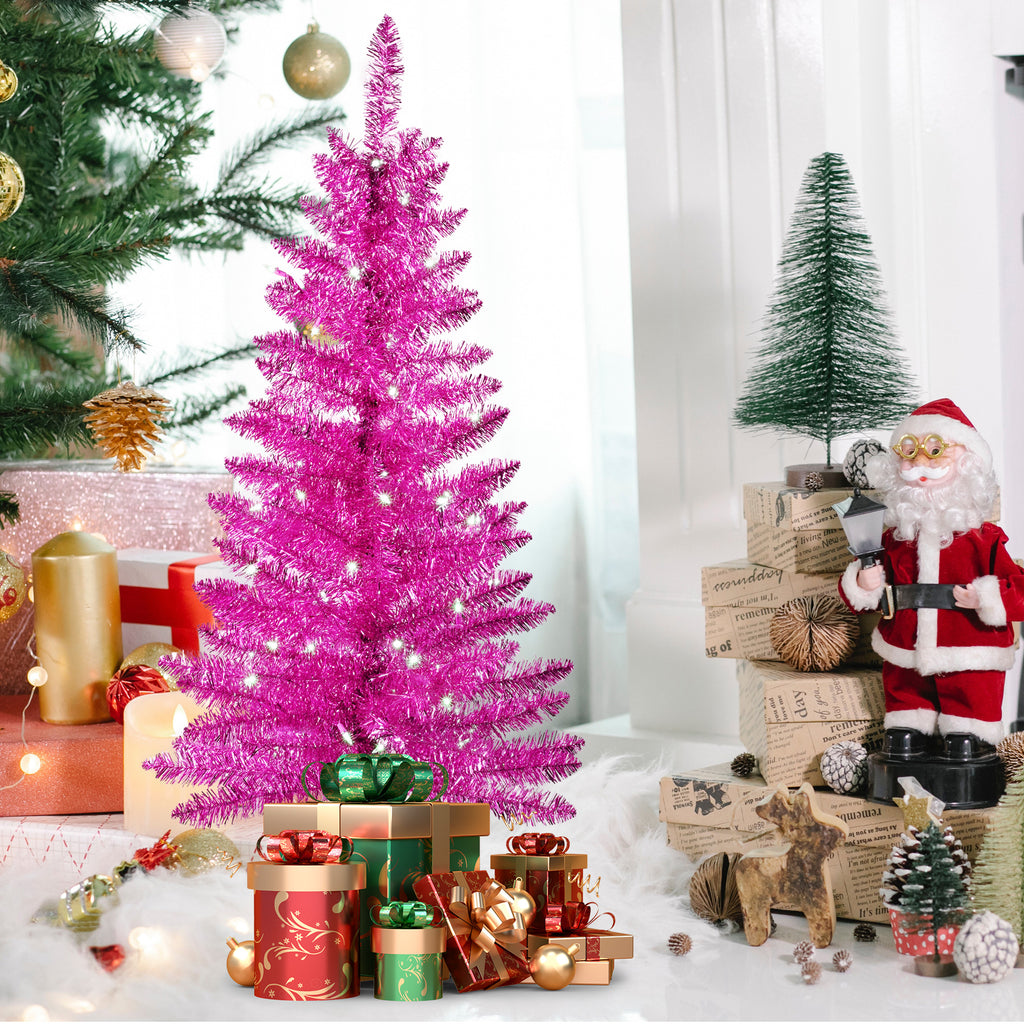 Makeatree Pink Christmas Tree 4ft Artificial Tree with Light String & Stand (BCN-PT-L)