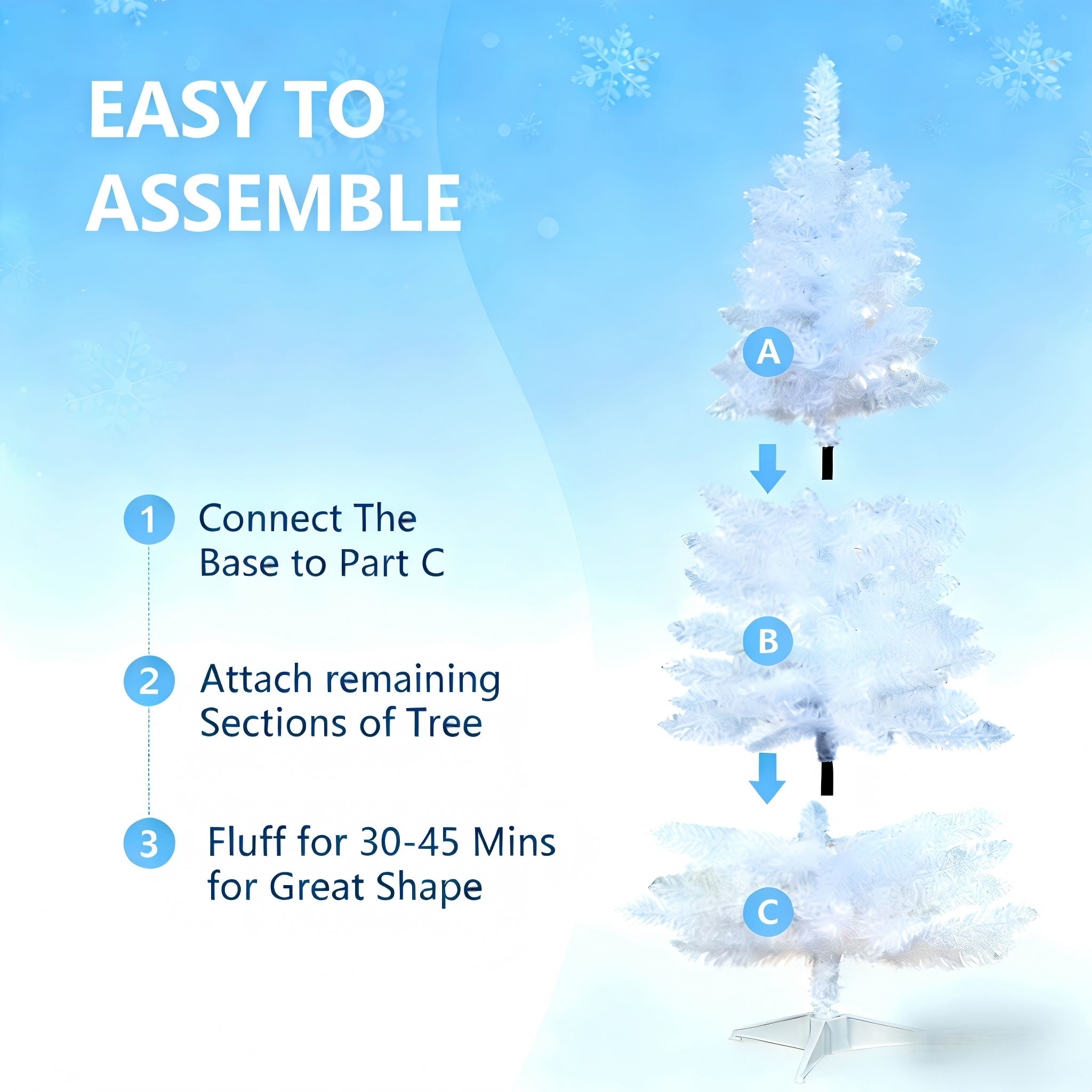 Makeatree 4 ft White Artificial Christmas Tree with 50 Lights,112 Branch Tips Mini Holiday Party Xmas Tree w/Stand