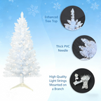 Makeatree 4 ft White Artificial Christmas Tree with 50 Lights,112 Branch Tips Mini Holiday Party Xmas Tree w/Stand
