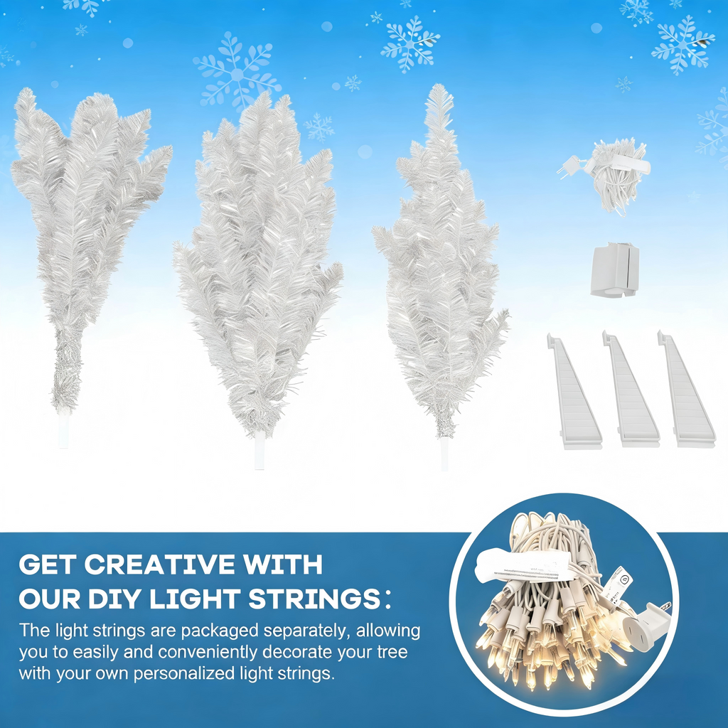 Makeatree 4 ft White Artificial Christmas Tree with 50 Lights,112 Branch Tips Mini Holiday Party Xmas Tree w/Stand