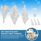 Makeatree 4 ft White Artificial Christmas Tree with 50 Lights,112 Branch Tips Mini Holiday Party Xmas Tree w/Stand