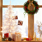 Makeatree White Tinsel Christmas Tree 4ft with Lights Small Artificial Xmas Tree (BCN-WT-L)