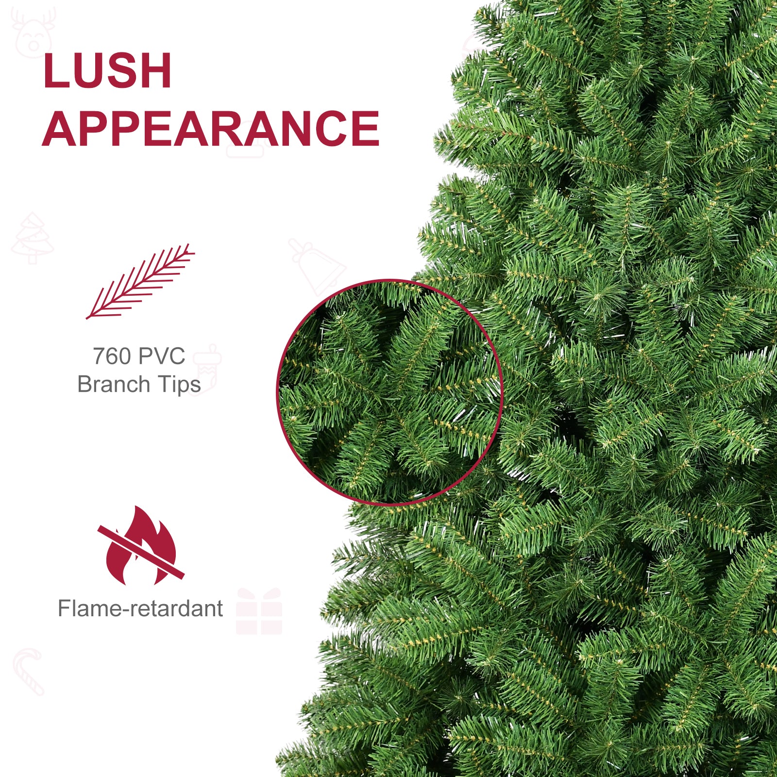 Makeatree Realistic Green Pine Tree - 5/6/8/9ft Unlit Artificial Christmas Tree (BED-T-L)