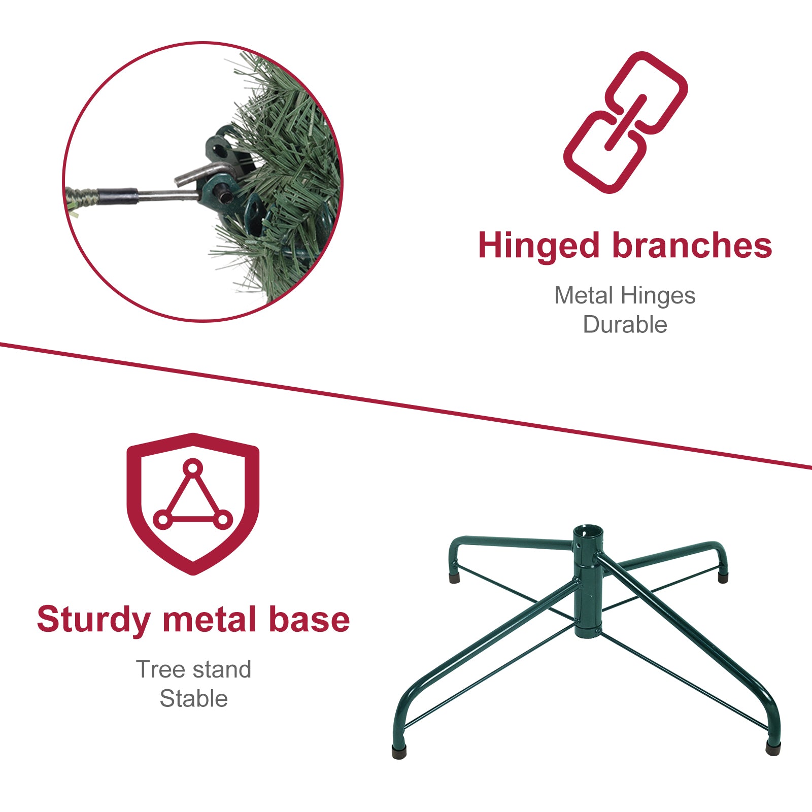 Makeatree Realistic Green Pine Tree - 5/6/8/9ft Unlit Artificial Christmas Tree (BED-T-L)