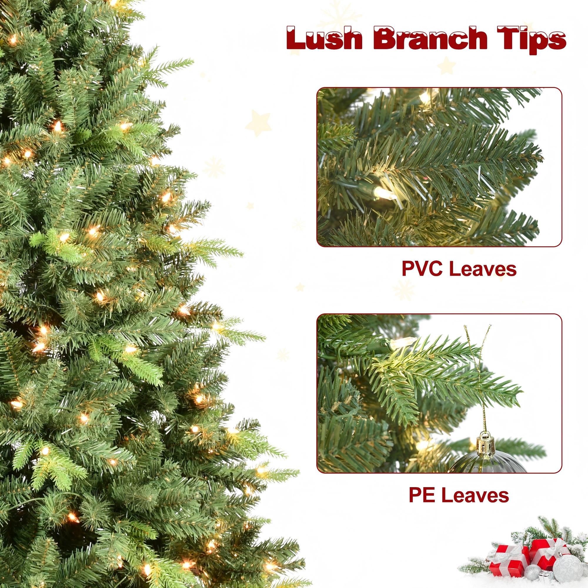 Makeatree Slim Pencil Christmas Tree Pre-Lit Green Artificial Tree with Hinged Branches (BEZ-L)