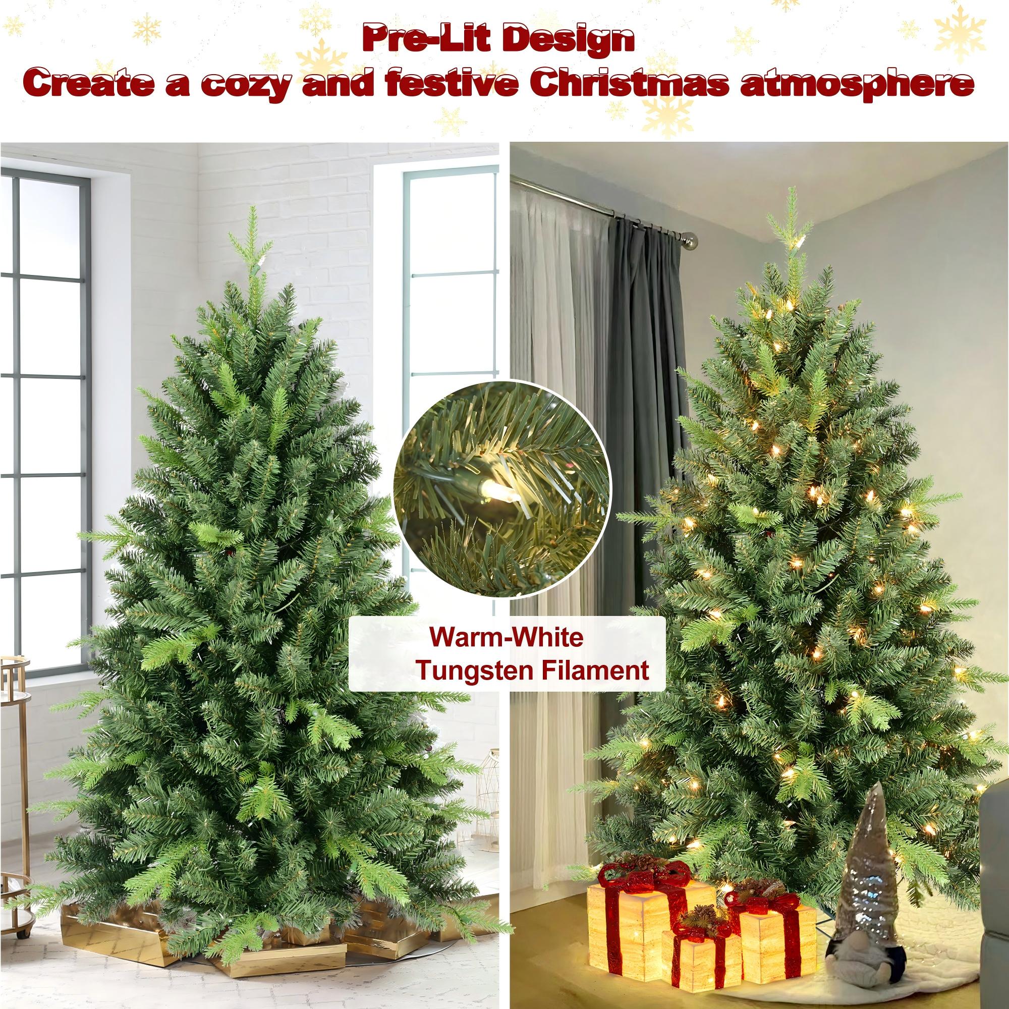 Makeatree Slim Pencil Christmas Tree Pre-Lit Green Artificial Tree with Hinged Branches (BEZ-L)