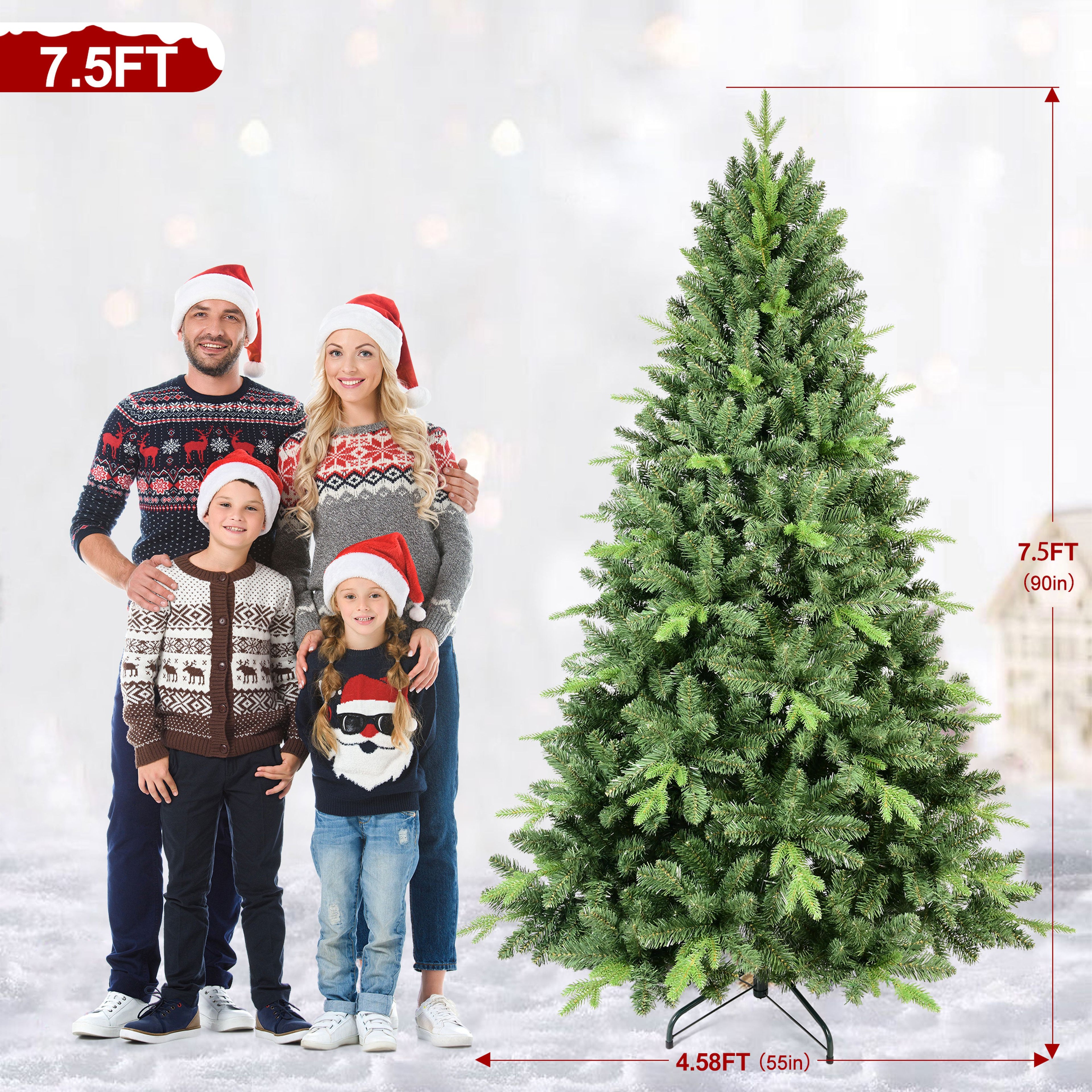 Makeatree Slim Pencil Christmas Tree Pre-Lit Green Artificial Tree with Hinged Branches (BEZ-L)