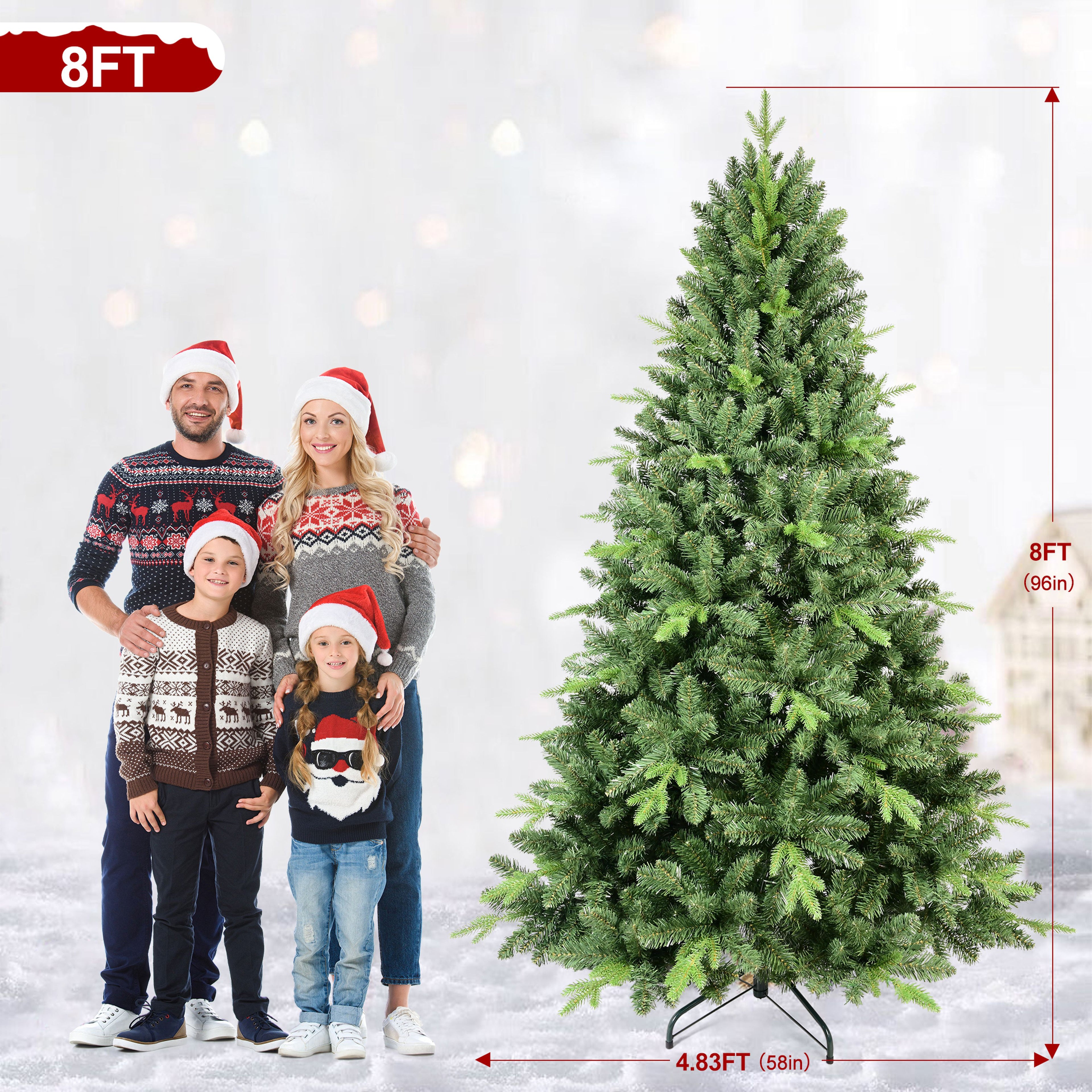 Makeatree Slim Pencil Christmas Tree Pre-Lit Green Artificial Tree with Hinged Branches (BEZ-L)