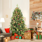 Makeatree Slim Pencil Christmas Tree Pre-Lit Green Artificial Tree with Hinged Branches (BEZ-L)