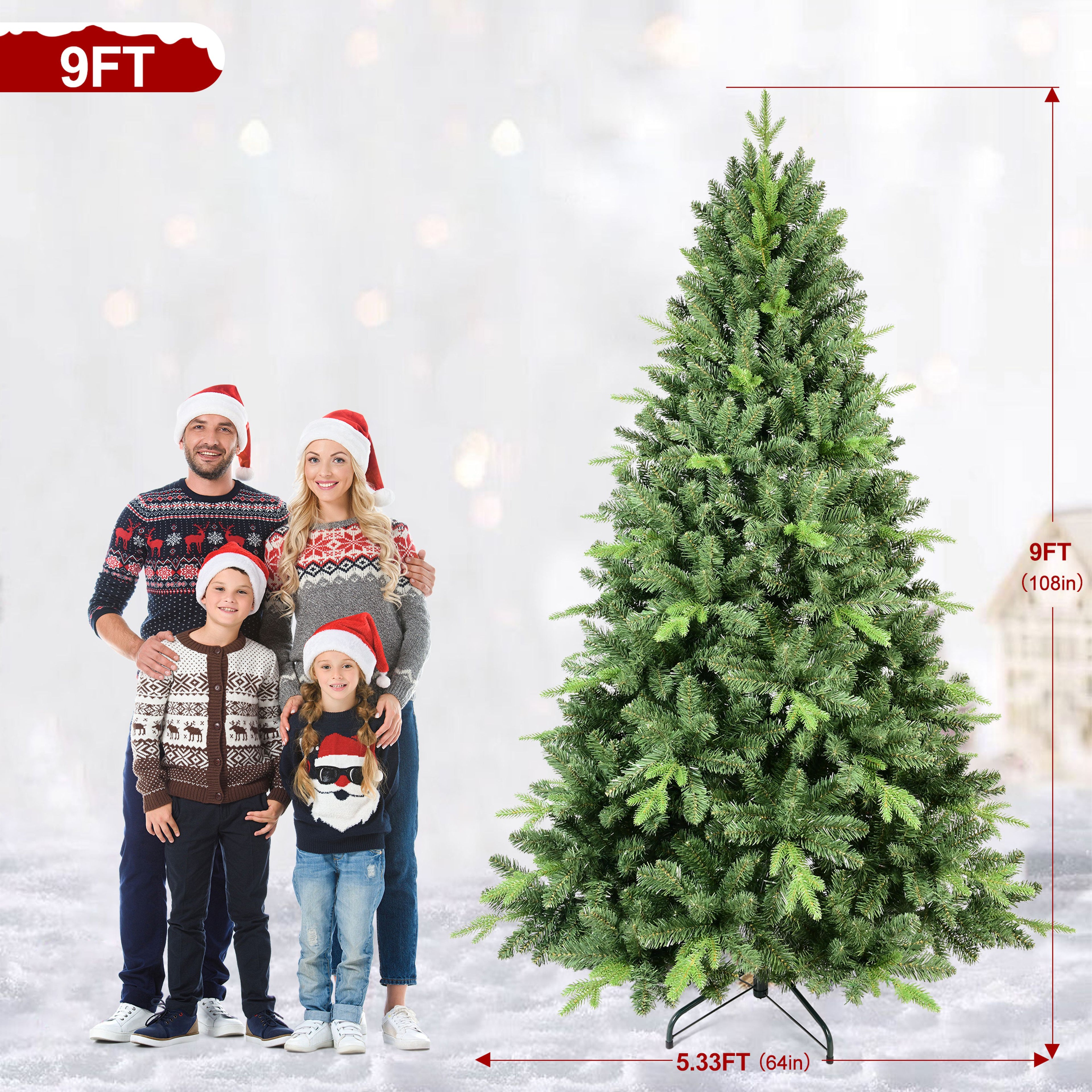 Makeatree Slim Pencil Christmas Tree Pre-Lit Green Artificial Tree with Hinged Branches (BEZ-L)