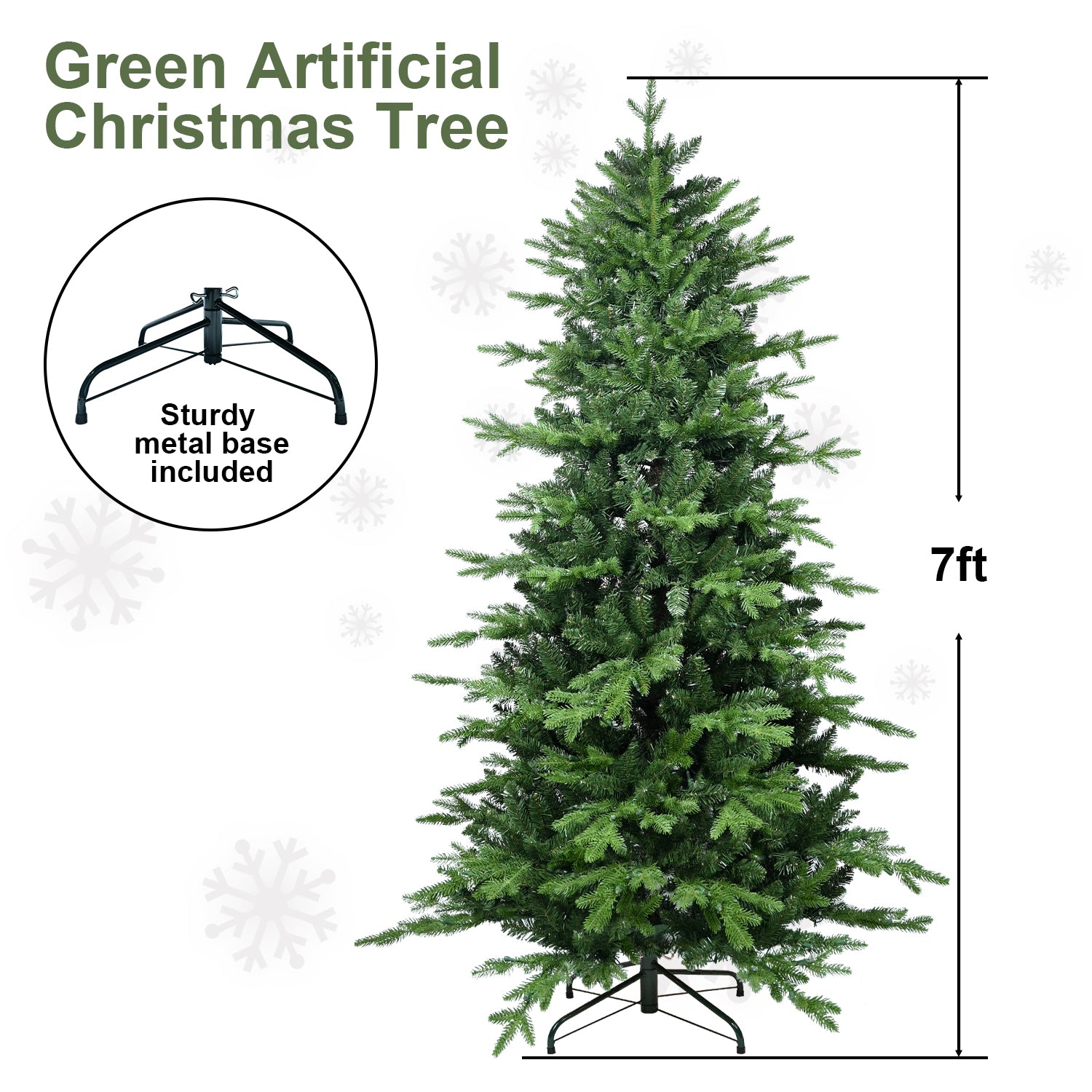Makeatree Premium Full Green Christmas Tree 4-7.5ft Unlit Artificial Tree with Foldable Base (BFU)