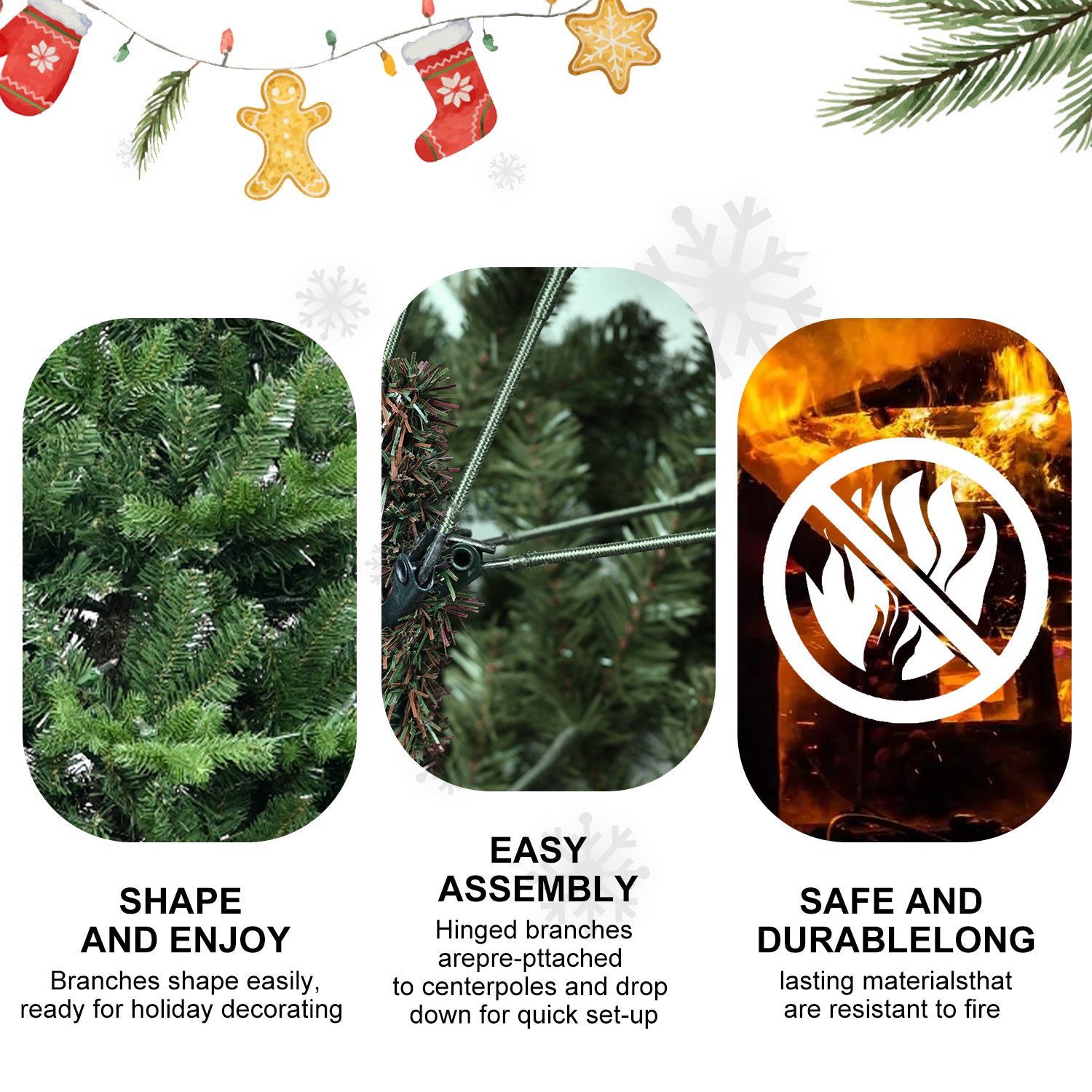 Makeatree Premium Full Green Christmas Tree 4-7.5ft Unlit Artificial Tree with Foldable Base (BFU)