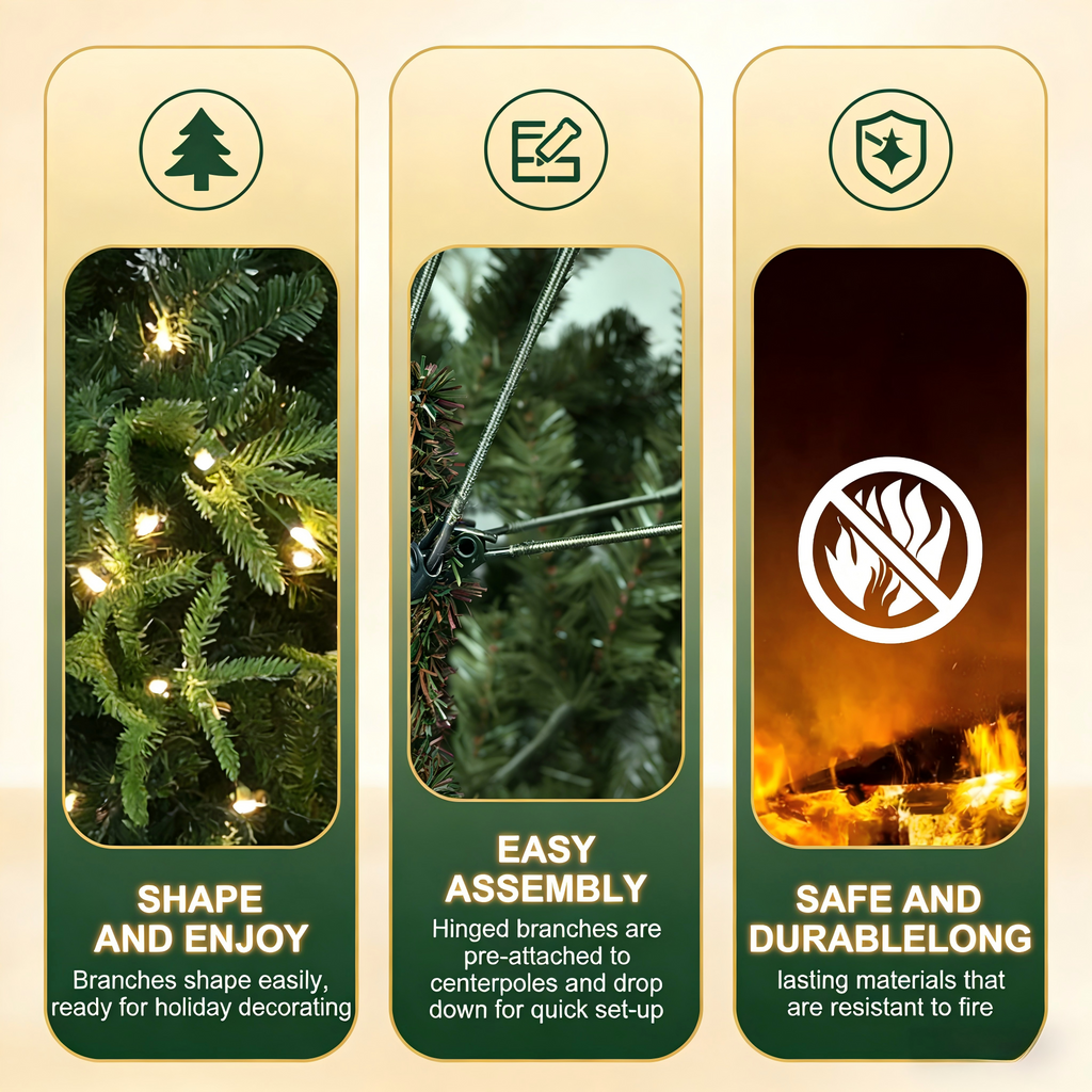 Makeatree Christmas Tree 4-9ft Pre-Lit Realistic Green Fir Artificial Xmas Tree (CKT-L)