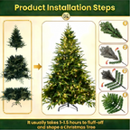 Makeatree Christmas Tree 4-9ft Pre-Lit Realistic Green Fir Artificial Xmas Tree (CKT-L)