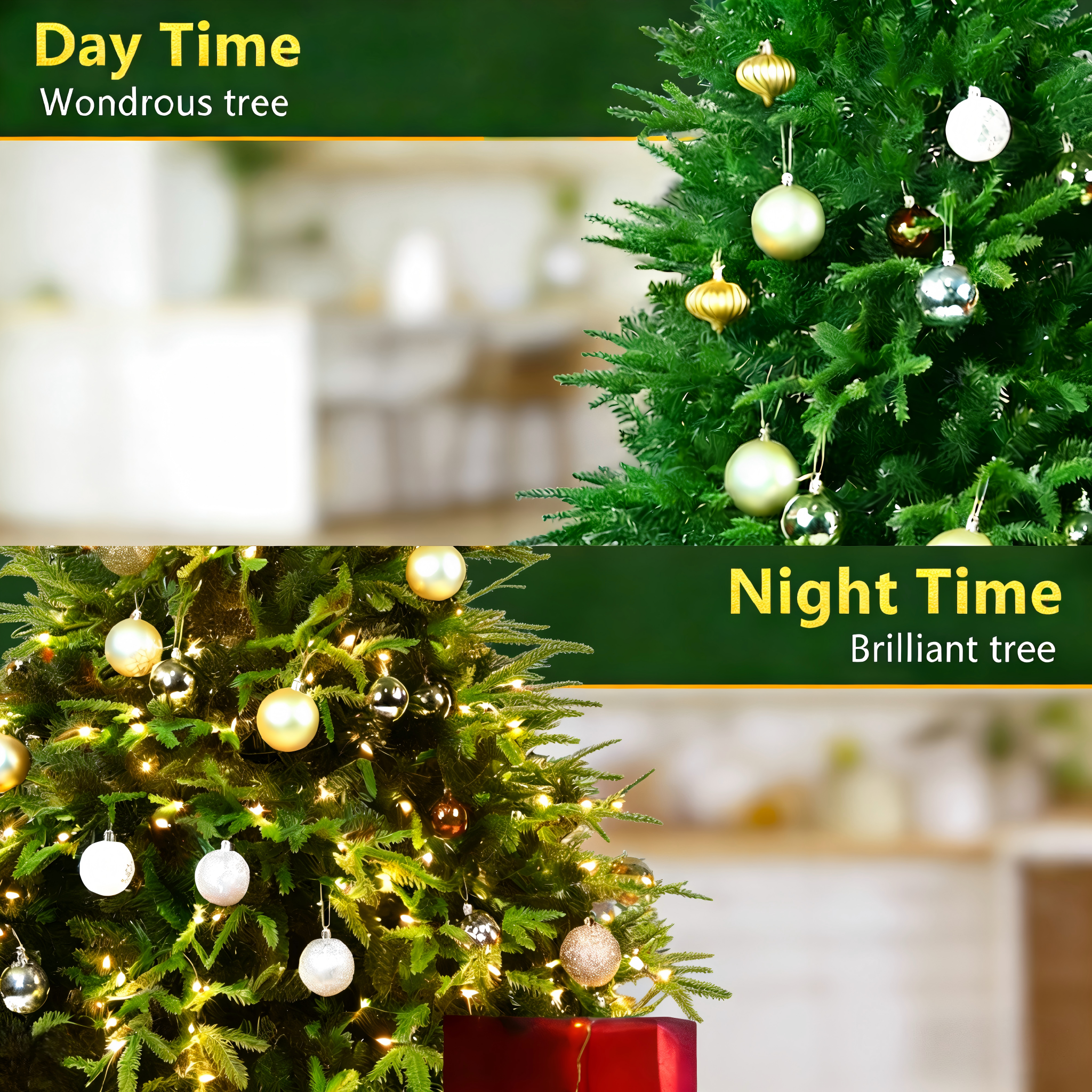 Makeatree Christmas Tree 4-9ft Pre-Lit Realistic Green Fir Artificial Xmas Tree (CKT-L)