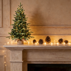 Makeatree Tabletop Christmas Tree 3ft Pre-Lit - Nordic Spruce Mini Tree with Burlap Base (CDC30T-315T-70L)