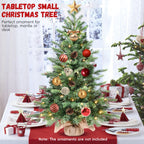 Makeatree Tabletop Christmas Tree 3ft Pre-Lit - Nordic Spruce Mini Tree with Burlap Base (CDC30T-315T-70L)