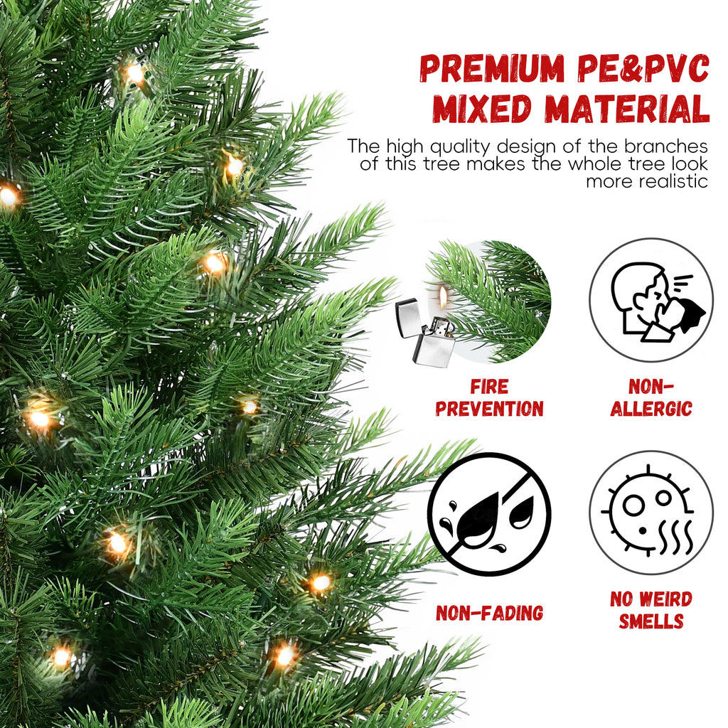 Makeatree Tabletop Christmas Tree 3ft Pre-Lit - Nordic Spruce Mini Tree with Burlap Base (CDC30T-315T-70L)