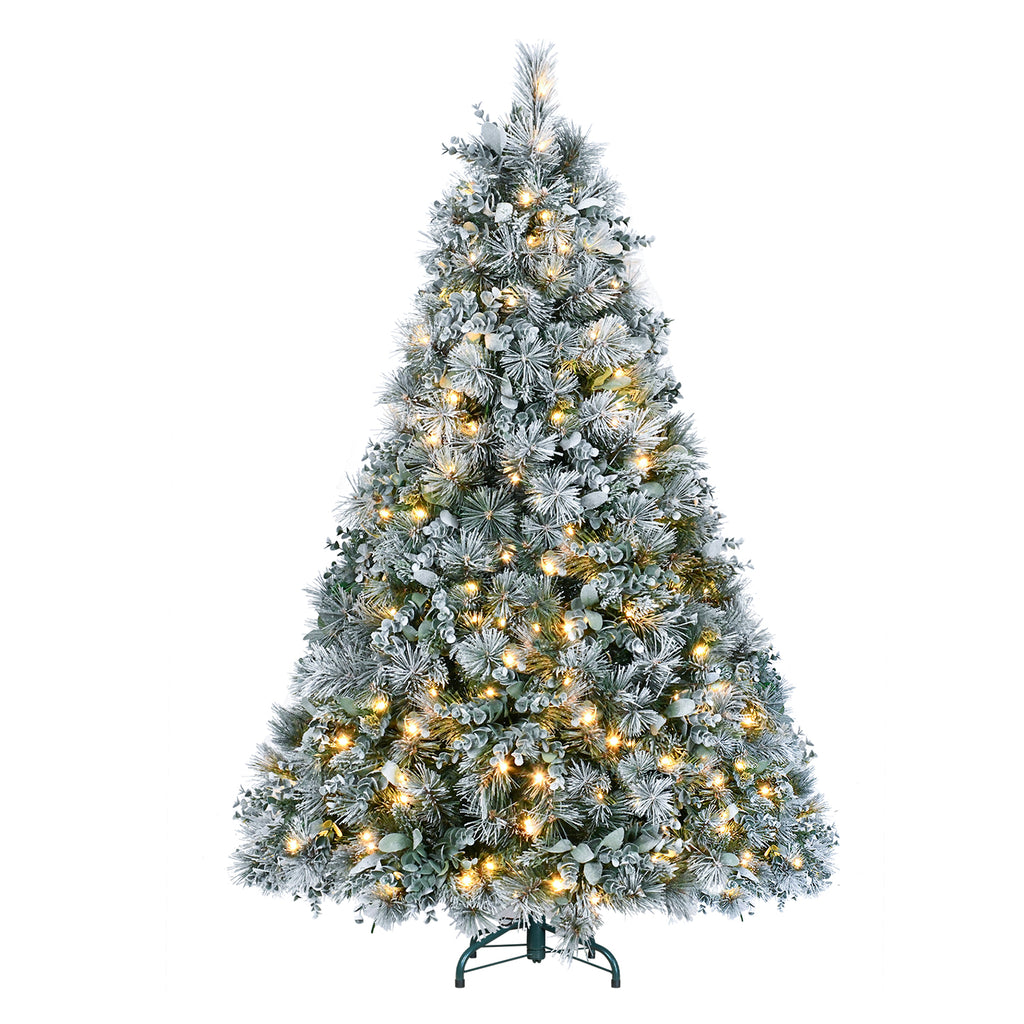 Makeatree 4Ft Snow Flocked Artificial Christmas Tree with Mixed PE PVC Branch Tips Unlit (CMC-TF-L)