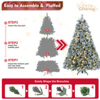 Makeatree 4Ft Snow Flocked Artificial Christmas Tree with Mixed PE PVC Branch Tips Unlit (CMC-TF-L)