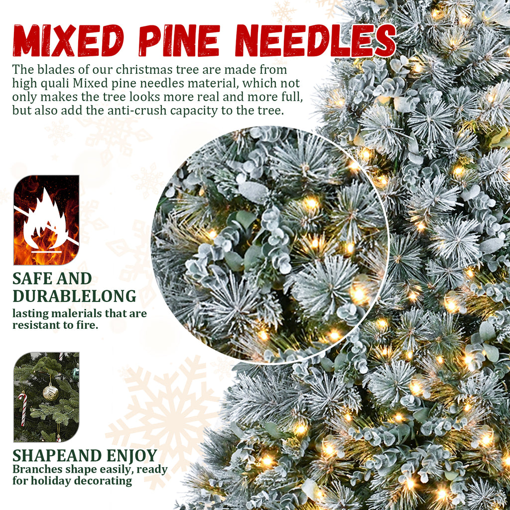 Makeatree 4Ft Snow Flocked Artificial Christmas Tree with Mixed PE PVC Branch Tips Unlit (CMC-TF-L)