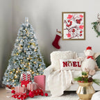 Makeatree 4Ft Snow Flocked Artificial Christmas Tree with Mixed PE PVC Branch Tips Unlit (CMC-TF-L)