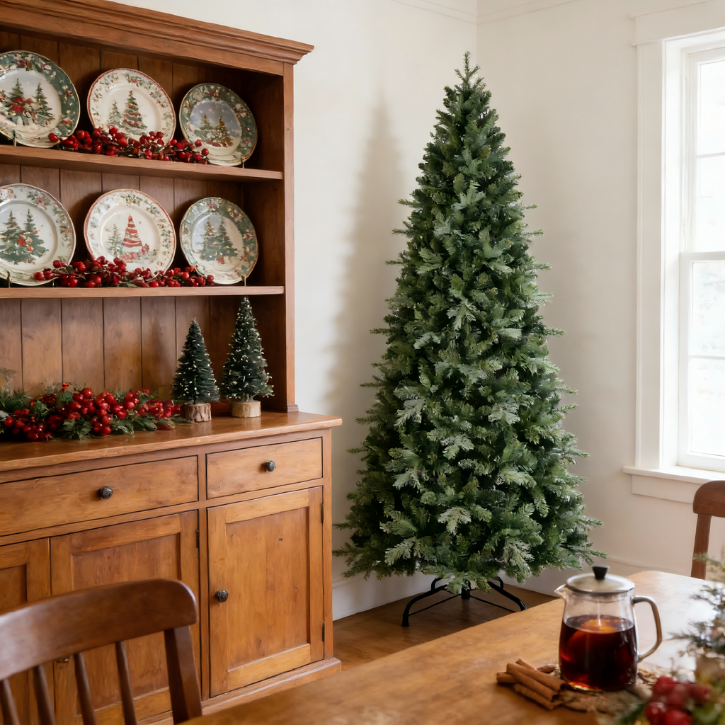 Makeatree Pencil Christmas Tree 4-9ft Unlit Slim Skinny Spruce Artificial Xmas Tree (HTC)