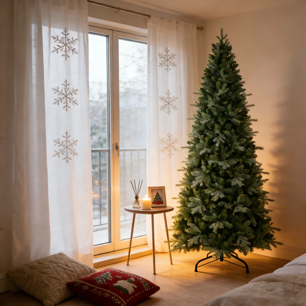 Makeatree Pencil Christmas Tree 4-9ft Unlit Slim Skinny Spruce Artificial Xmas Tree (HTC)