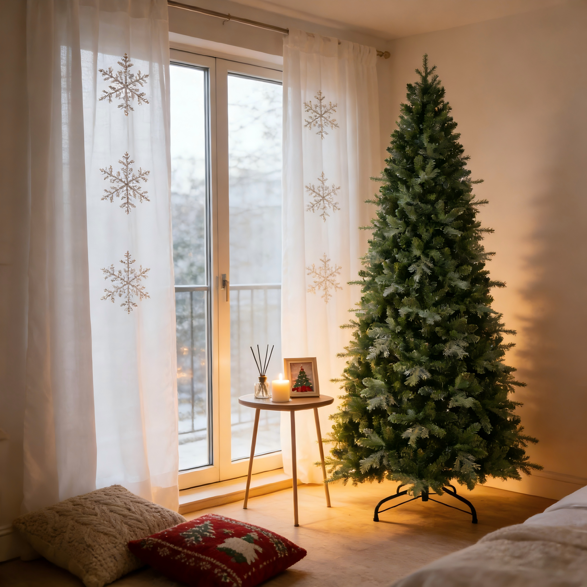 Makeatree Pencil Christmas Tree 4-9ft Unlit Slim Skinny Spruce Artificial Xmas Tree (HTC)
